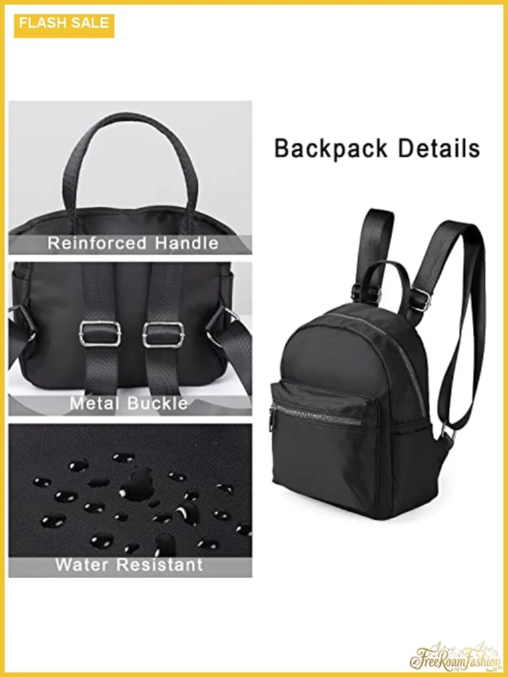 Waterproof Mini Backpack Purse for Women - Adjustable Strap 9.8x8.5in